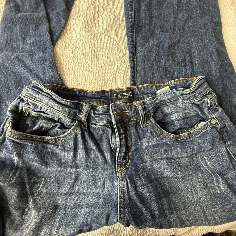 Judy Blue Los Angeles Dark Wash Straight Leg Jeans Size‎ 11/30 Distressed Denim